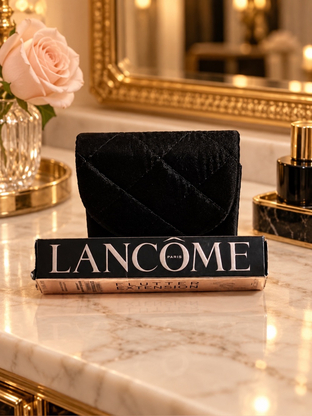 Lancôme Black Compact Velvet Cosmetic Pouch